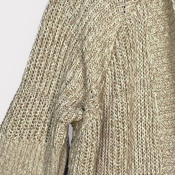Lucky Brand Open Cardigan Women 1X Beige Knit Raglan Long Sleeve Pockets Q17 - Picture 4 of 16